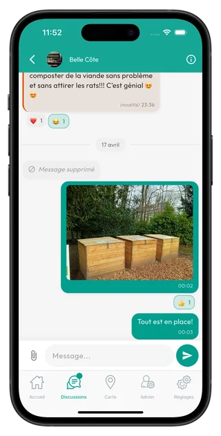 Messagerie entre les membres d'un site de compostage