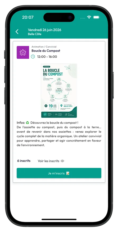 Détail d'un événement sur un site de compostage